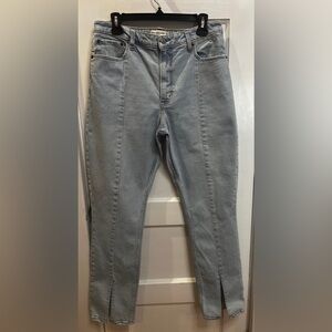 Abercrombie & Fitch high-rise jeans light wash center seam split hems Size 31